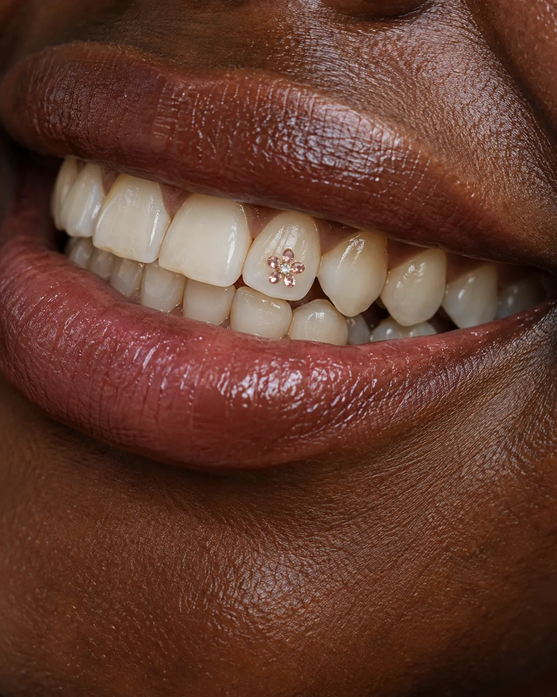 A small flower of rose crystals on a tooth.